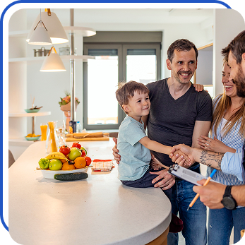 Happy family with Horn Plumbing technician