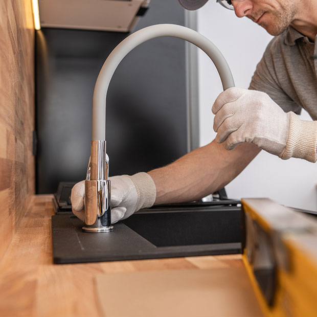 Man performing Kitchen Sink Replacement Services